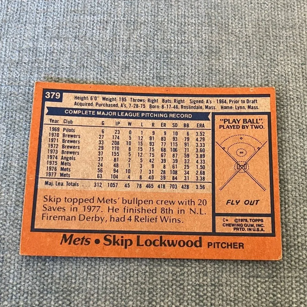 1978 Topps New York Mets Baseball Card Trading Card